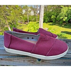 Toms Avalon Slip On Shoes Coated Canvas Women's Shoes Black Cherry Size 9
